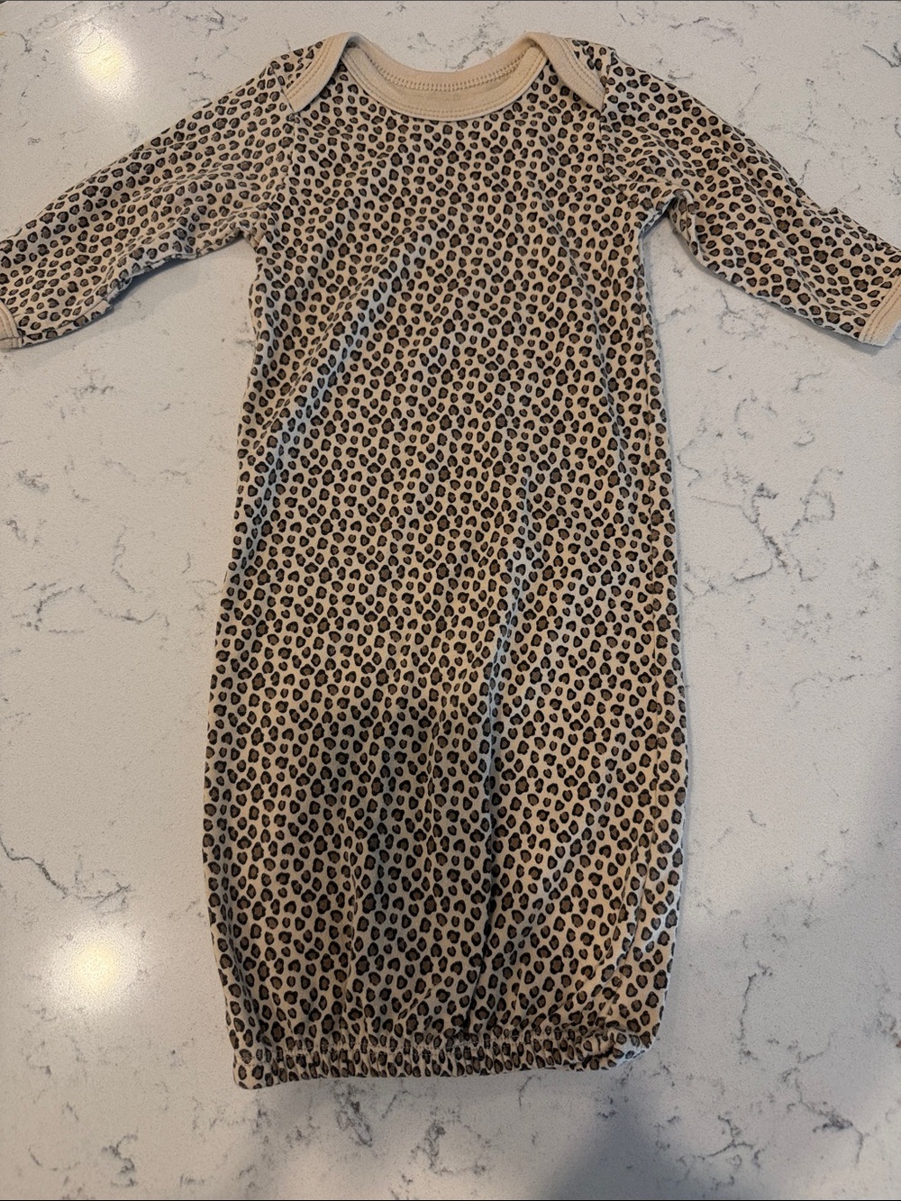 Neutral Leopard-Print Baby Sleep Sack — Soft Tan and Black-0 to 6 Months